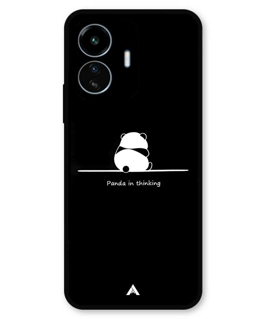Thinking Panda Metal Back Cover Phone Case for iQOO Z6 Lite