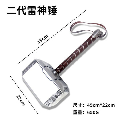 Avengers Marvel Thor Hammer Replica, Mjolnir Cosplay Prop, Metal and Wood Construction, Collectible Display Piece with Leather Strap, Norse Mythology Theme