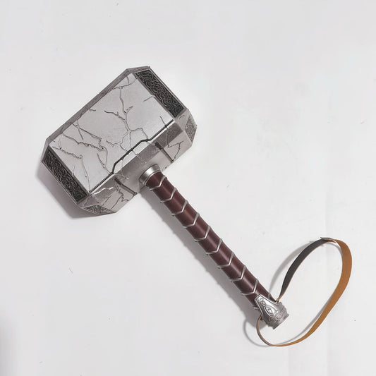 Avengers Marvel Thor Hammer Replica, Mjolnir Cosplay Prop, Metal and Wood Construction, Collectible Display Piece with Leather Strap, Norse Mythology Theme
