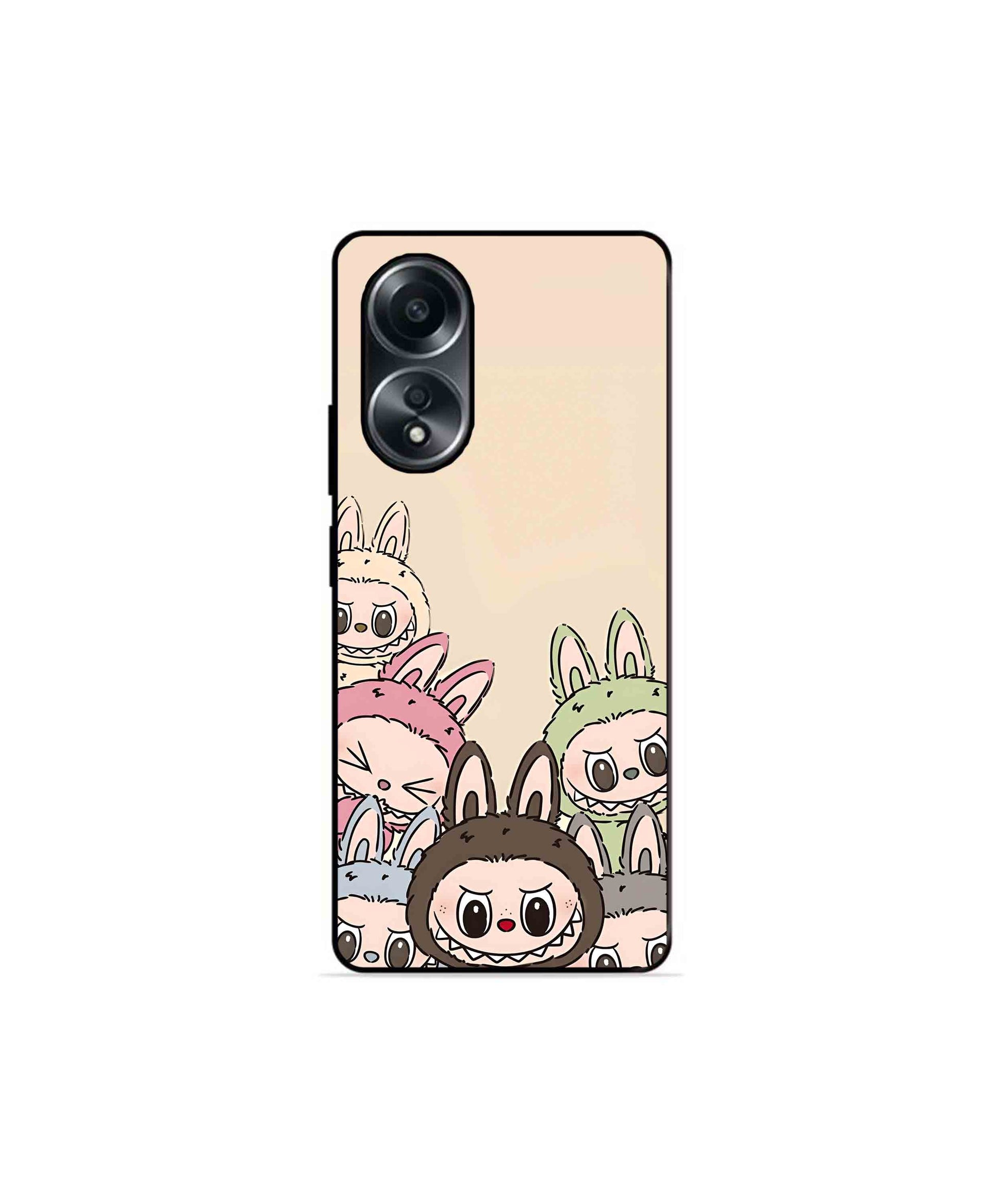 Zimomo Labubu Metal Back Cover Phone Case for Oppo A58
