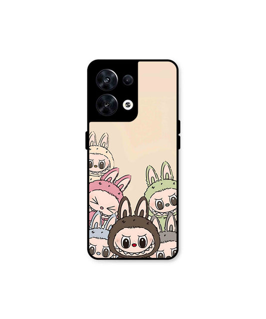 Zimomo Labubu Metal Back Cover Phone Case for Oppo Reno 10 Pro