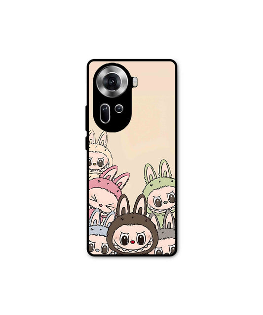 Zimomo Labubu Metal Back Cover Phone Case for Oppo Reno 11