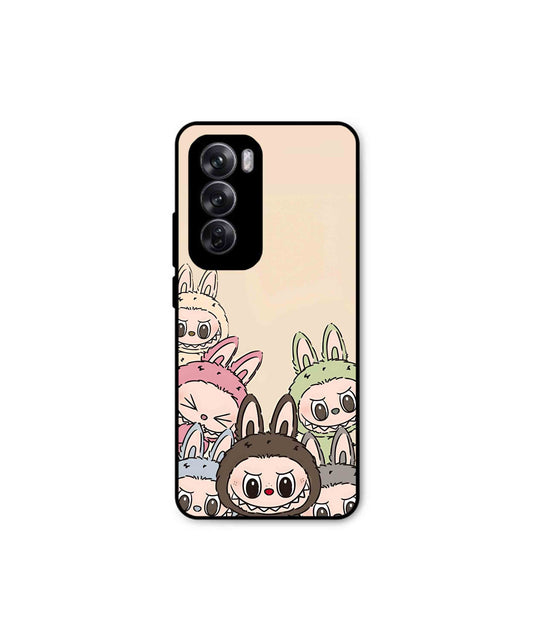 Zimomo Labubu Metal Back Cover Phone Case for Oppo Reno 12 Pro