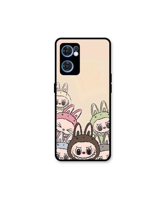 Zimomo Labubu Metal Back Cover Phone Case for Oppo Reno 7 4G
