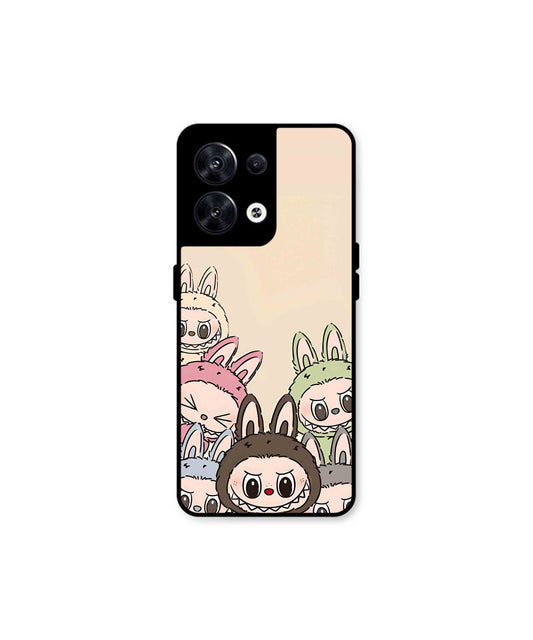 Zimomo Labubu Metal Back Cover Phone Case for Oppo Reno 8