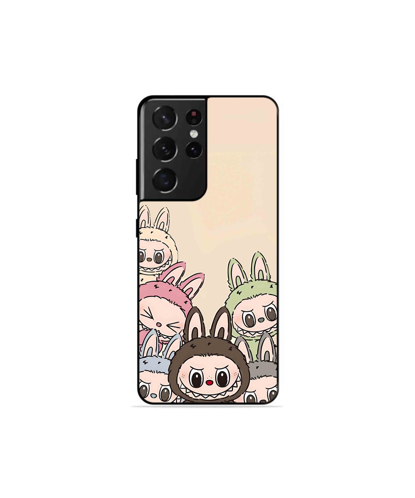 Zimomo Labubu Metal Back Cover Phone Case for Samsung Galaxy S21 Ultra