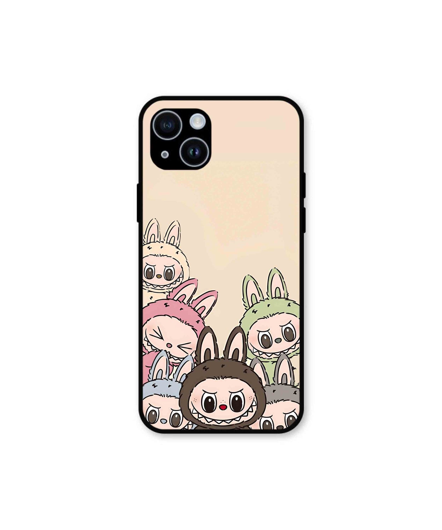 Zimomo Labubu Metal Back Cover Phone Case for iPhone 15