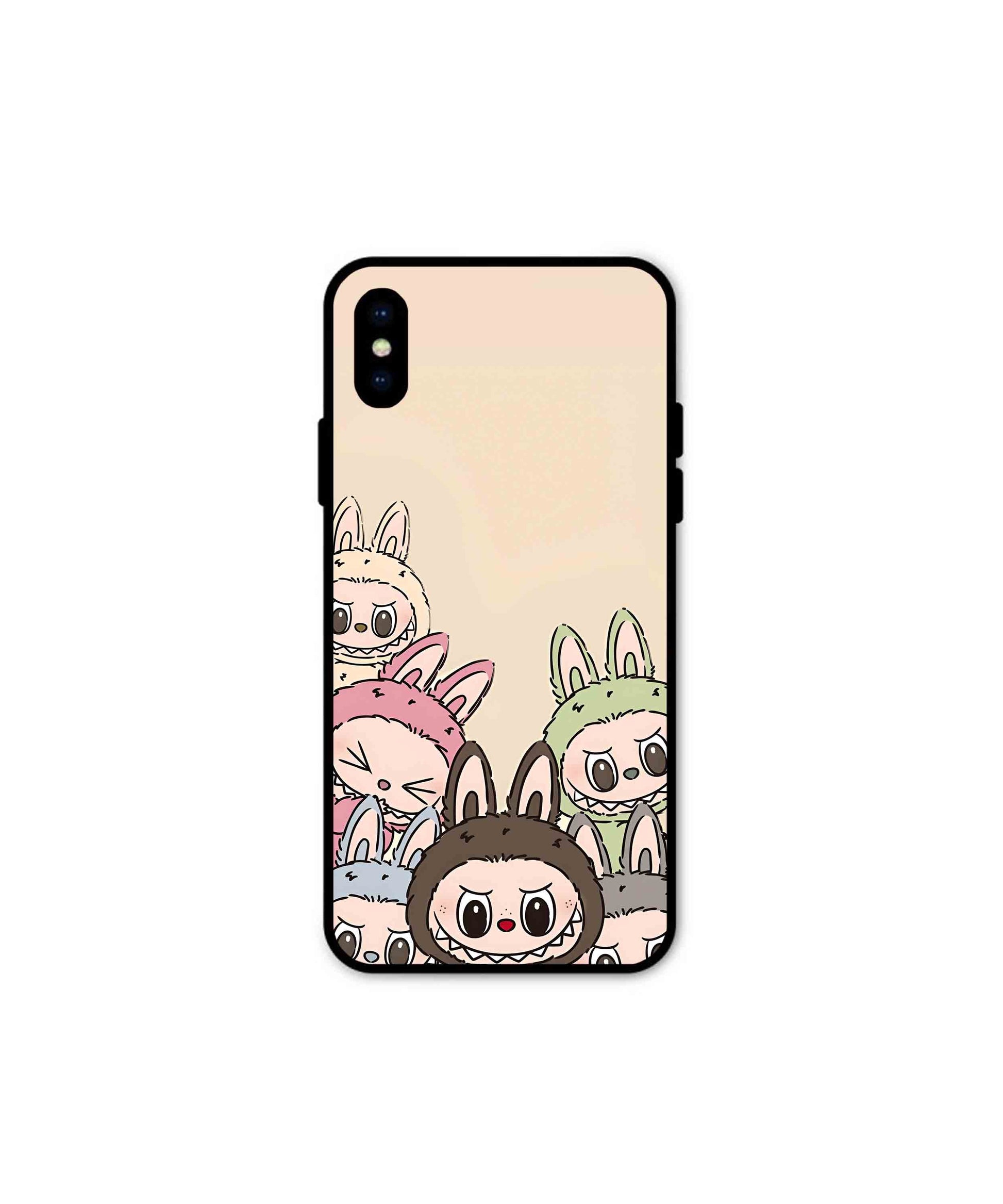 Zimomo Labubu Metal Back Cover Phone Case for iPhone X