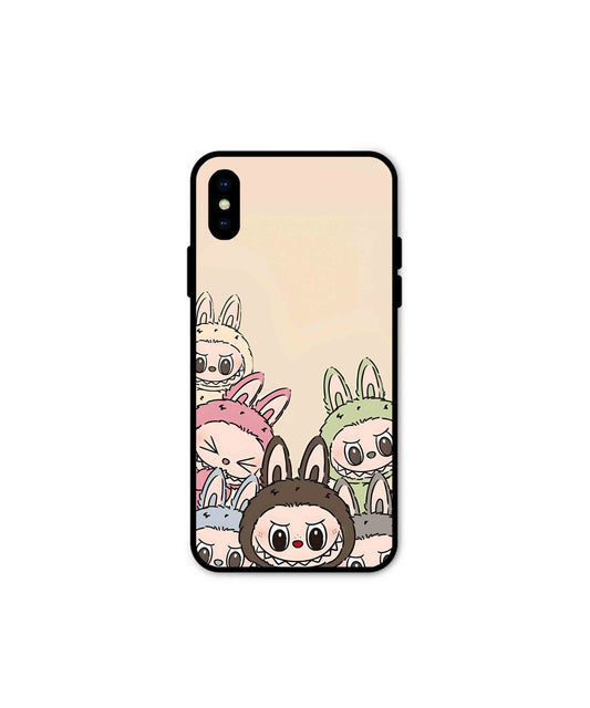 Zimomo Labubu Metal Back Cover Phone Case for iPhone X