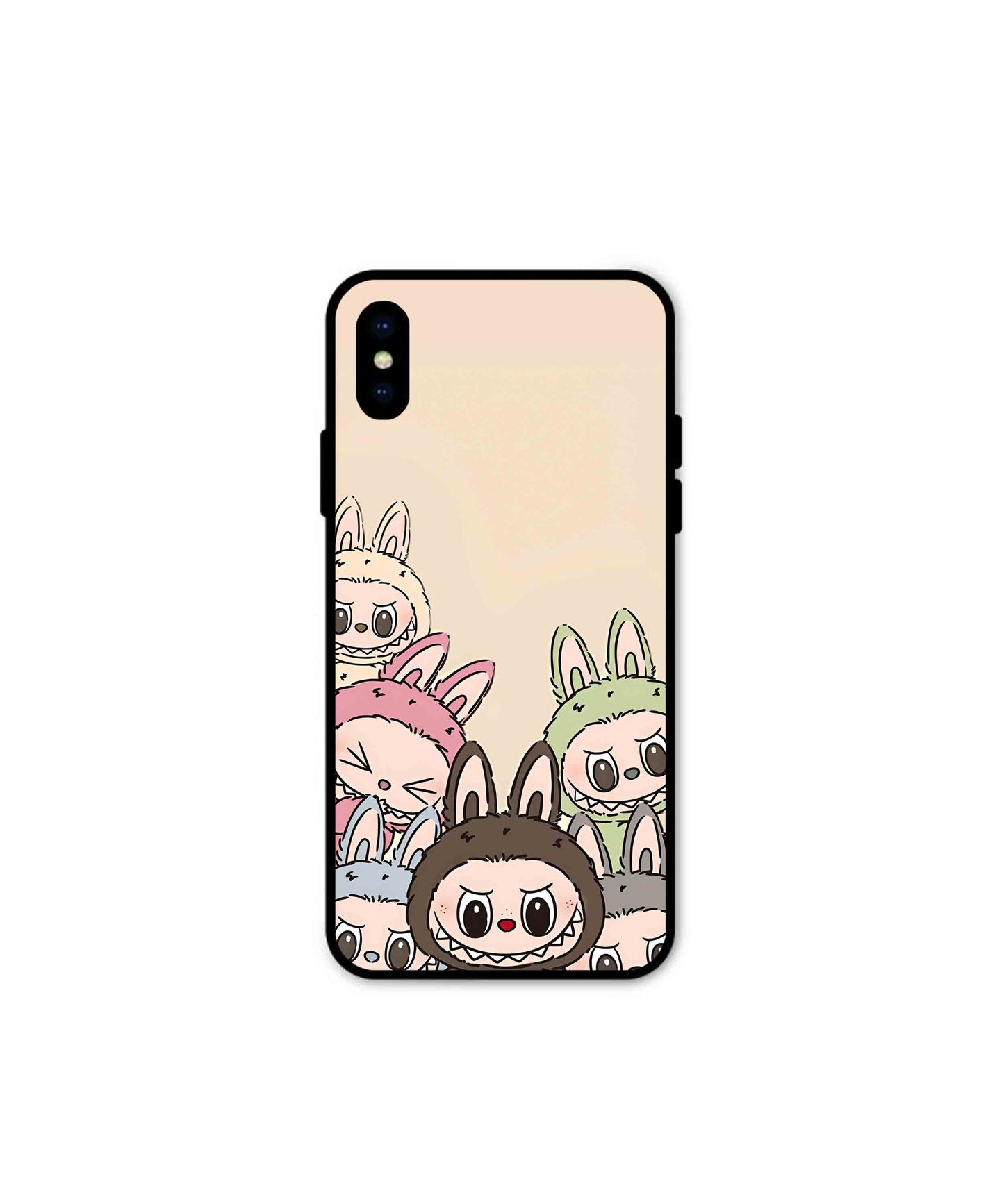 Zimomo Labubu Metal Back Cover Phone Case for iPhone Xs